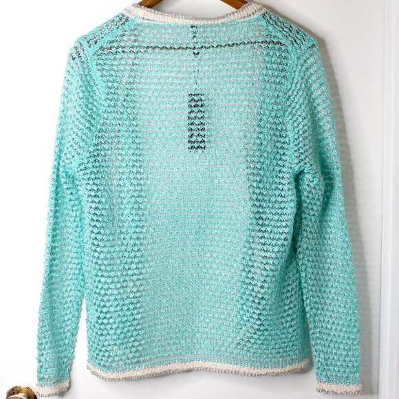 NWT Leshop Y2K Retro Style Turquoise Knit Cardigan Size S - Picture 3 of 13